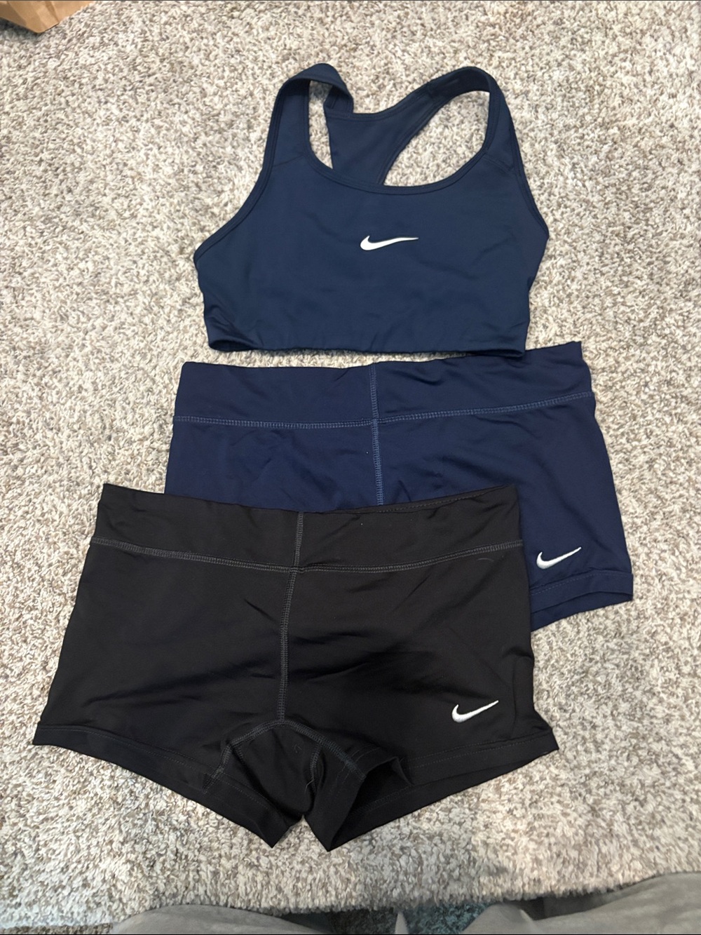 Nike Navy Sports Bra with Navy & Black Training Shorts Set
